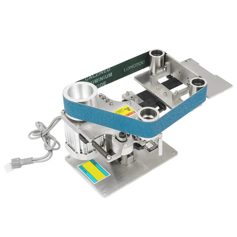 Turn Up The Grind With This Pro Grade Belt Sander And Bench Grinder featuring adjustable components and a heavy sanding belt.