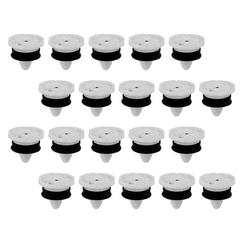 20 Pack Car Door Trim Panel Clips Fasteners Nylon Interior Push Pins Replacement Parts OE 9345ZN 22.3x20mm arranged on display