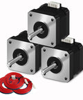 SIMAX3D Nema 17 stepper motor set (3 pcs) with silver faceplates, black bodies and 1 m red cables