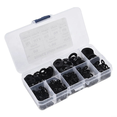 500-Piece Nylon Flat Washers Assortment Kit Black Metric M2 Through M10 For Electrical Automotive Marine Projects Value Pack Heavy Duty Nylon Construction Insulation And Corrosion Resistant Seals in sorted case