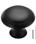 Matte Black Cabinet Knobs 10 Pack 1.2 Inch Round Zinc Alloy Drawer Pulls For Dresser Cabinets Kitchens Modern Single Hole Hardware Sturdy Durable Knobs For Doors And Drawers with screws