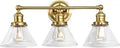 Upgrade Your Bathroom With This Three Light Satin Gold Vanity Fixture That Features Seeded Glass Shades For A Warm Cozy Glow Mount It Facing Up