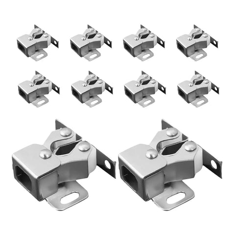 Awesome Double Roller Cabinet Latch Ball Spring That Snaps Shut Perfectly For Wardropes Cupboards And Kitchen Doors With Adjustable Layout And Easy Install, showing multiple metal latches.