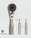 Pocket Size Micro Ratchet Wrench With Knurled Grip 4mm Precision Ratcheting Screwdriver for Electronics 53mm length and 4mm hex bits