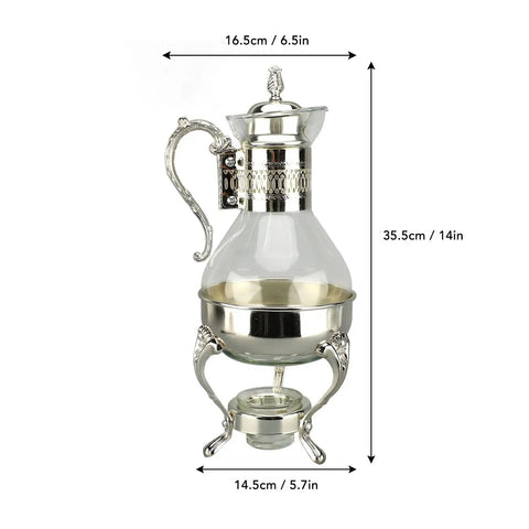 Glass Teapot With Warmer 50 Oz Vintage Espresso Kettle Heats Up Coffee Pot With Handle Heat Resistant Turkish Coffee Pitcher