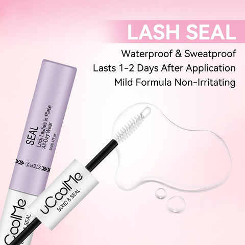 All Day Waterproof Lash Bond And Seal Eyelash Glue 10ml for DIY Extensions showing tube and applicator brush with clear liquid