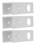 Heavy Duty Aluminum Under Desk Laptop Mount Bracket, Slick Silver Riser Lifter with three detachable silver mounting brackets.