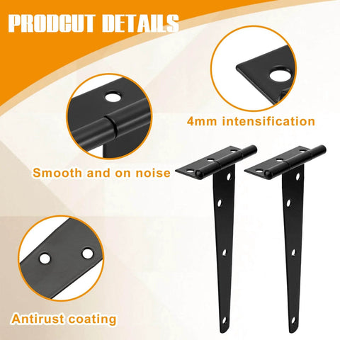 Six Pack Six Inch T Strap Gate Hinges Heavy Duty Gate Hardware Kit For Wooden Fence Rustproof Door Hinges Black