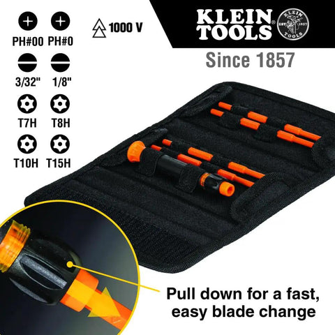 8-In-1 Insulated Screwdriver Set With Case 1000V Rated Includes Phillips 00 And 0 Slotted 3/32 And 1/8 Tamperproof Torx T7H T8H T10H T15H Pro-Grade Electrician And DIY Tool Kit in black case
