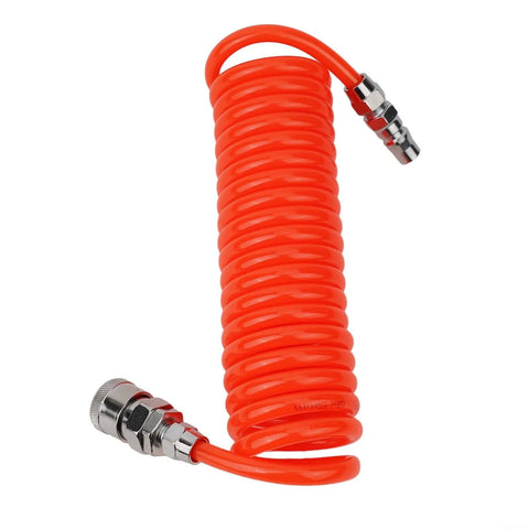 Knockout Recoil Air Hose 8 x 5 mm By 3 Meter Long Ultra Flexible Polyurethane Compressor Hose With Snap Connectors For Air Tool Kit Workshop Garage Or Pro Shop Job Site Pneumatic Tools And Gear Orange Finish Option, orange coil hose with metal snap fittings