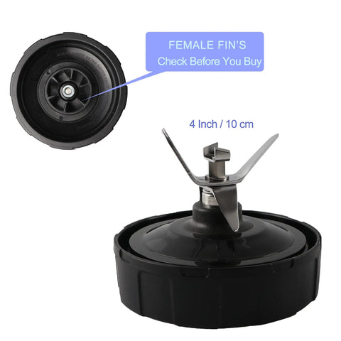Six Fin Blender Blade Replacement With Female Socket For Auto IQ Blenders Fits BL480 BL480D BL482 Models Four Inch Diameter