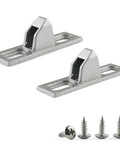 Sliding Glass Door Keeper Set, 2 Pieces With 4 Screws, Die Cast Zinc Chrome Plated, Corrosion Resistant And Durable, Friction Base Bumps For Stable Fit, Installation Size 30-45mm, Easy To Install