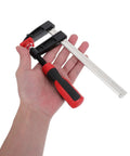 Killer 6 Inch F Clamp Heavy Duty Metal Bar With Strong Clamping Pressure For Woodworking And Welding One Hand Operation shown in hand.