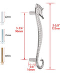 Seahorse Shaped Drawer Pulls Ocean Theme Marine Style Cabinet Hardware Zinc Alloy Coastal Metal, 135mm length, silver finish