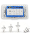 60 Piece Hammer Drive Rivets Aluminum Core Set With Round Head Blind Rivets M5 7mm 9mm 11mm for Wood Metal DIY Projects