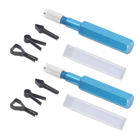 Pro Grade Floor Skiving Knife With 4 HSS Blades Aluminum Alloy Handle for PVC Trimming shown with spare blades