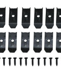 Heavy Duty Table Leaf Leveler Kit With Weather Resistant Screws Beefy Furniture Hardware For Expanding Dining Tables And Desk Setup Smooth Install Black 12 Pack components including black connectors and screws.