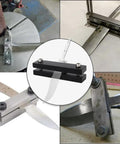 Rugged Hardened File Guide Knife Making Tool for DIY Knife Makers, 55 HRC Metal, in use for squaring tang shoulders on knives.