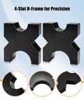 Pair of Heavy Duty Steel Press Plate 1 X 5 X 5 Inches For Hydraulic Presses With 4-Notch H-Frame for even pressure distribution.