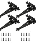 Heavy Duty T Strap Gate Hinges 6 Inch Decorative Hammered Finish Rust Proof Steel with screws for outdoor wood gates