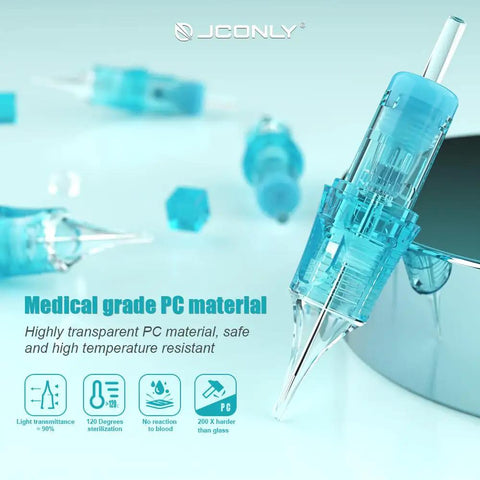 Tattoo Cartridge Needles 0603RLL For Precision Lining And Shading Medical Grade PC Shell With Japanese Stainless Steel Needles Soft On Skin Durable Safe And Consistent Sharpness For Pro Tattoo Artists, blue PC shell