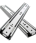 Heavy Duty Push To Open Drawer Slides Full Extension Ball Bearing Runners Industrial Grade Telescopic Cabinet Guides 34 Inch silver steel slides.