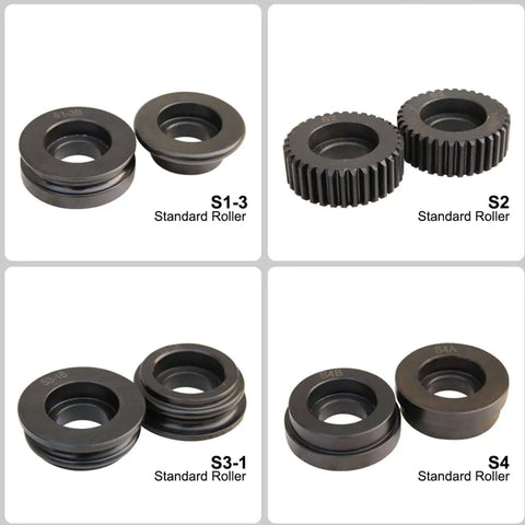 Four standard rollers for TB-12 Bead Bender Beading Machine 8 Inch Rotary Forming Tool for 18 Gauge Metal, labeled S1-3, S2, S3-1, S4.