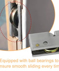 Two Pack 0C5Y00P0 Patio Door Rollers Replacement For Sliding Patio Doors shown installed and close-up with steel ball bearings