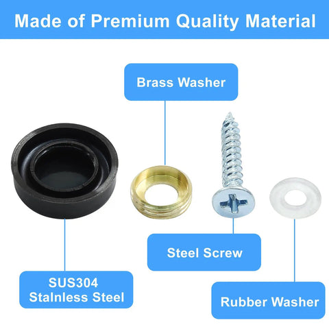 40 Piece Black 16mm Stainless Steel Mirror Screw Covers With Copper Washers And Decorative Caps For Glass Furniture Wardrobes And Tables delivering a premium quality set of components.