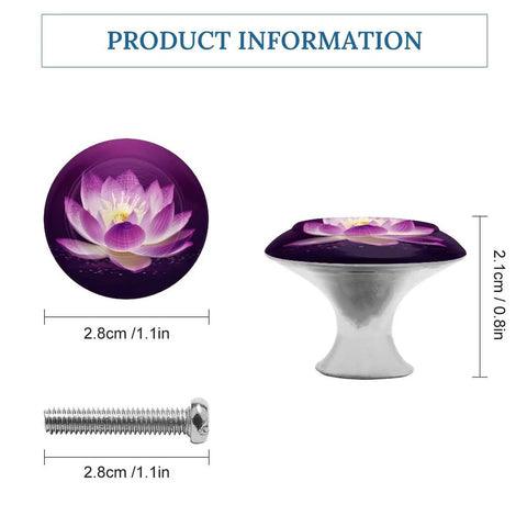Two Pack Round Cabinet Knobs And Drawer Pulls 1.1 Inch For Kitchen Dresser Purple Flower Finish with screw