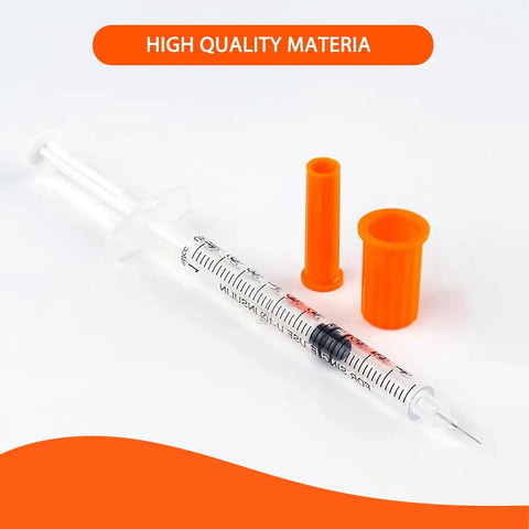 1 Ml Syringe With 31G Five Sixteenth Inch Needle Pack Of 30 Individually Wrapped Lab Tools For Quick Readouts And A Smooth Plunger Clear Scale And Airtight Inner Wall Perfect For Lab Work Medical Demos Or At Home Experiments. clear 1 mL syringe with 31G needle and orange cap