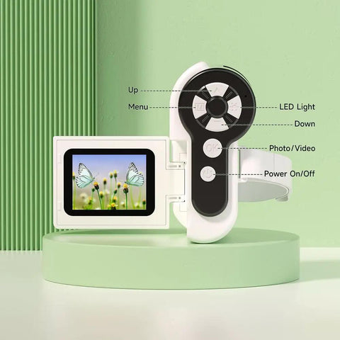 3 In 1 Handheld Microscope With 2 Inch LCD Screen 1000X Zoom For Kids Ages 8 To 12 Portable Mini Scope With LED Light Includes 32GB Card And 5 Sample Slides Awesome Halloween Christmas Birthday Gift, white plastic with LCD screen