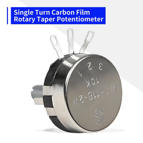 10K Ohm Potentiometer For Inverter Speed Control Single Turn Carbon Film Rotary Taper Potentiometer With 3 Terminals, Side View