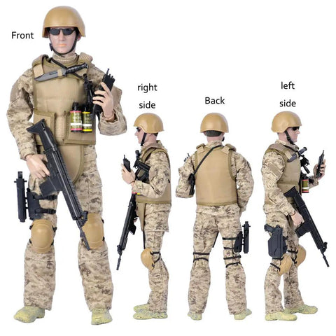 12 Inch One Six Scale Action Figure Set With Fully Poseable Army Special Forces Soldier Digital Desert Camouflage Uniform