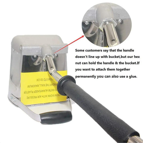 Air Stucco Cement Texture Hopper Sprayer Plaster Wall Tool with handle and hex nut for attachment shown.
