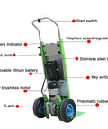 Heavy Duty Electric Stair Climber Cart With Huge 36AH Battery Power Lifts Up To 485 Lbs showcasing controls and components.