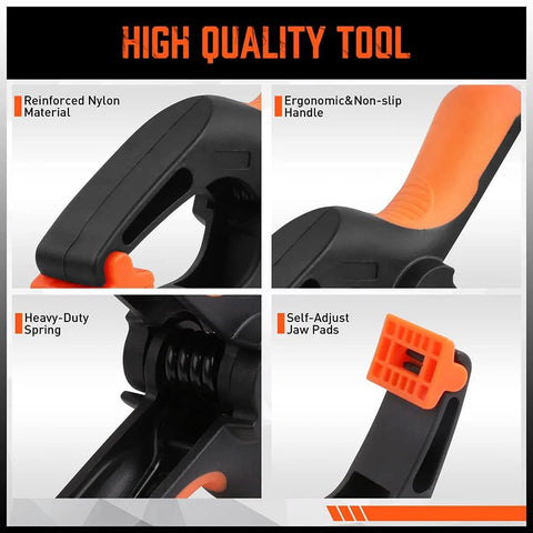 HORUSDY 8-pack 5-inch heavy-duty plastic spring clamps with orange handles
