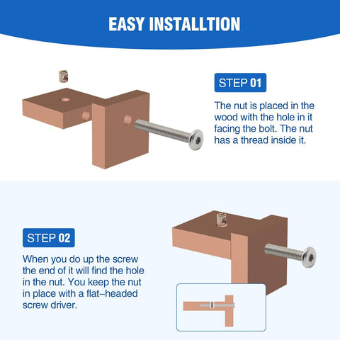 Easy installation steps for Crib Bunk Bed Hardware Replacement Kit Stainless Steel M6 Hex Socket Head Cap Screws And Barrel Nuts