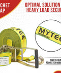 Heavy Duty 2 Inch By 27 Foot Ratchet Tie Down Straps With Wire Hooks 10 Pack 10,000 Lbs Breaking Strength in yellow polyester