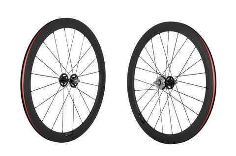 50mm Carbon Fiber Track Wheel Set Matte Finish 3K Fixed Gear Wheelset With Cog for speed junkies shown from side view