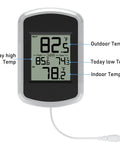 Wired Indoor Outdoor Thermometer With 2.1 Inch Display, 78.74 Inch Waterproof Probe, Fahrenheit Only, Real Time Indoor Outdoor Temp Monitor, Min Max Records, Easy Setup For Home Porch Or Garage. Black wired thermometer with display and probe