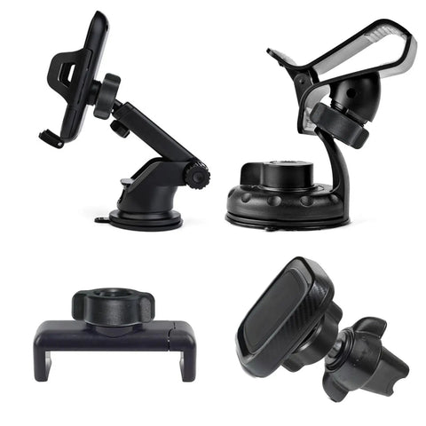Six Pack Replacement Tightening Nuts For 17mm Ball Joint Car Mounts and Universal Rotating Holder Heads, assorted car mounts shown