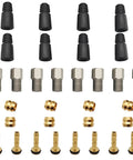8 Piece Brass Olive And Barb Screw Fittings Brake Repair Kit For Hydraulic Disc Brake Hose Replacement Perfect For DIY Bike Maintenance And Servicing On Mountain And Road Bikes, showing complete set of olives, oil needles, screws, and sleeves.