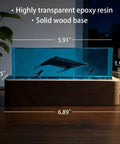 Ocean Scene Resin Night Light With Wood Base Usb Powered Lamp For Bedroom Decor Dope Blue Ambient Glow Sea Themed Gift