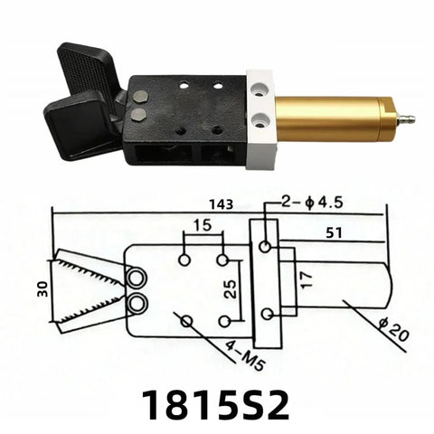 Heavy Duty Pneumatic Gripper Manipulator Fixture Clamp For Injection Molding 1815S Series Water Spout Clip With Technical Drawing