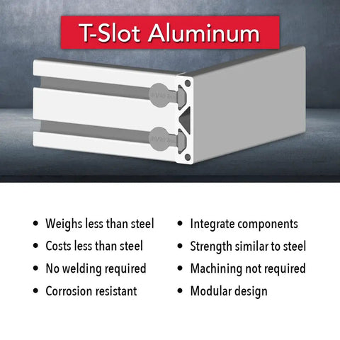 Two Channel T Slotted Aluminum Extrusion For DIY Builds 50mm By 12.5mm Profile Clear Anodized 915mm Long 25 Series Compatible With Linear Rails Track Saws And Custom Machines, front view