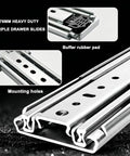 Heavy Duty Side Mount Locking Drawer Slides With Full Extension, 1 Pair, Smooth Ball Bearing Action For RV Cabinets, Trucks, And Industrial Drawers, No Hassle Install And Unobstructed Access To Back Items, 76mm side mount, blue zinc