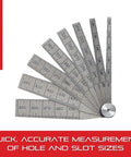 Tempered Steel Taper Gauge With Locking Device For Pros And DIY Home Improvement 0.100 To 0.500 Inches Range, fan display