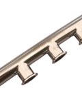 Side view of GOGOUP 1.5-inch stainless steel tri-clamp manifold with three ports, polished sanitary fitting.