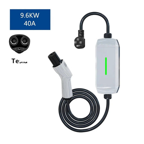 Plug And Play Portable EV Charger Featuring Type 2 And Nacs Connectors With 32 Amp 7Kw High Speed Electric Vehicle Charging Station with 9.6KW output.